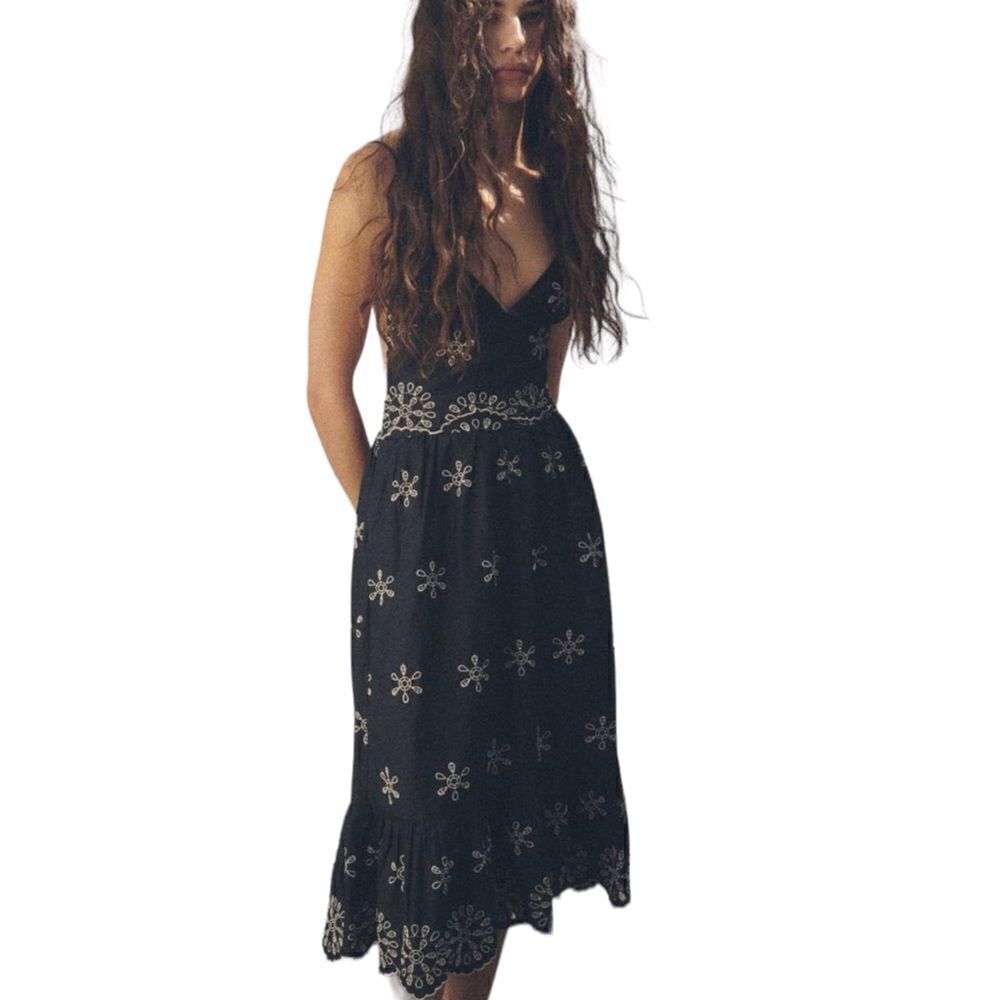 ZARA | Black | EMBROIDERED DRESS - Picture 7 of 10